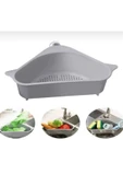 Saint Belisama Concept Lavabo İçi Üçgen Filtre Sepeti Sebze Meyve Mutfak Süzgeci Çay Süzgeci Vantuzlu Lavabo Süzgeç thumbnail 2