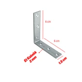 Mobilya Dolap Duvar Sabitleme 50 ADET Metal Köşebent 60x60x15 mm Bağlantı Aparatı L Demiri Gönye thumbnail 3