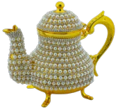 Arsal Dekoratif Inci ve Parlak Taşlı Altın Renk Demlik (18CMX22CM) thumbnail 1