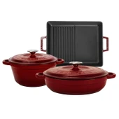 LAVA Döküm Bordo 5 Parça Tencere & Tava Seti – Şef Kalitesinde Lezzet ve Şıklık thumbnail 1