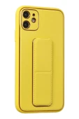 LitaeTrend iPhone 12 Kılıf Coco Deri Standlı Kapak - Sarı thumbnail 2