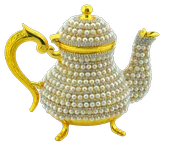 Arsal Dekoratif Inci ve Parlak Taşlı Altın Renk Demlik (18CMX22CM) thumbnail 2