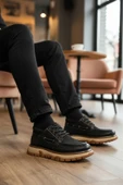 Guja Siyah Nubuk Hakiki Deri Yüksek Taban Erkek Casual Ayakkabı 25K550 M thumbnail 3