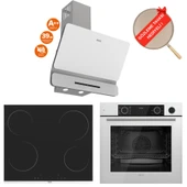 Ferre  FryArt LORIA Vitroseramik Elektrikli Sessiz Beyaz Ankastre Set (D081 -SA + Ms261 + XE64CB ) thumbnail 1