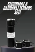LitaeTrend Termos Seti Paslanmaz Çelik 3 Bardaklı Vakumlu Termos Set 500 Ml 12 Saate Kadar Isı Koruma thumbnail 1