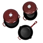 LAVA Döküm Bordo 5 Parça Set – Şıklık, Lezzet ve Gücü Bir Araya Getiren Tasarım thumbnail 3