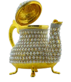 Arsal Dekoratif Inci ve Parlak Taşlı Altın Renk Demlik (18CMX22CM) thumbnail 4