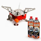 Taşınabilir Mini Tek Gözlü Portatif Kendinden Manyetolu Kamp Ocağı + 2 Adet 400ml Kartuş thumbnail 1