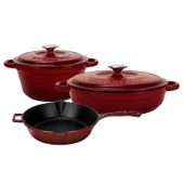 LAVA Döküm Bordo 5 Parça Set – Şıklık, Lezzet ve Gücü Bir Araya Getiren Tasarım thumbnail 1