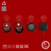 LAVA Döküm Bordo 6 Parça Tencere & Tava & Sahan Seti – Profesyonel Lezzet Evinde! thumbnail 4