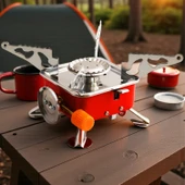 Taşınabilir Mini Tek Gözlü Portatif Kendinden Manyetolu Kamp Ocağı + 1 Adet 400ml Kartuş thumbnail 4