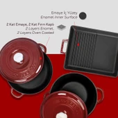 LAVA Döküm Bordo 5 Parça Tencere & Tava Seti – Şef Kalitesinde Lezzet ve Şıklık thumbnail 6