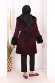 Leopar Kürklü Kaban 70062-1 Bordo thumbnail 4