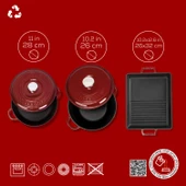 LAVA Döküm Bordo 5 Parça Tencere & Tava Seti – Şef Kalitesinde Lezzet ve Şıklık thumbnail 4