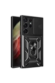 LitaeTrend Samsung Galaxy S23 Ultra Kılıf Pars Lens Yüzüklü Silikon - Siyah thumbnail 1