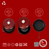 LAVA Döküm Bordo 5 Parça Set – Şıklık, Lezzet ve Gücü Bir Araya Getiren Tasarım thumbnail 4