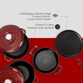 LAVA Döküm Bordo 6 Parça Tencere & Tava & Sahan Seti – Profesyonel Lezzet Evinde! thumbnail 6