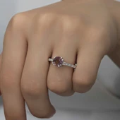 Gümüş Pembe Baget Tek Taş Kadın Yüzük thumbnail 2