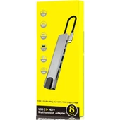 8 In 1 Ethernet Sd USB Type C Hub Hdmı Girişli Macbook Çevirici thumbnail 4