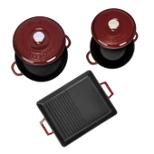 LAVA Döküm Bordo 5 Parça Tencere & Tava Seti – Şef Kalitesinde Lezzet ve Şıklık thumbnail 3