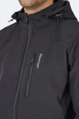 Slazenger Harmonic Erkek Siyah Softshell Kapüşonlu Fermuarlı Mont thumbnail 7