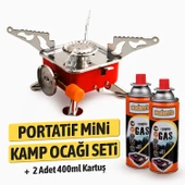 Taşınabilir Mini Tek Gözlü Portatif Kendinden Manyetolu Kamp Ocağı + 2 Adet 400ml Kartuş thumbnail 2