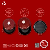 LAVA Bordo Döküm Tencere ve Izgara Seti – Sofralarda Şef Dokunuşu thumbnail 4