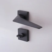 1 Takım WC Siyah Kapı Kolu Kare Rozetli Ev Kapı Kolları Kilitlenebilir Sağ Sola Uygun thumbnail 5