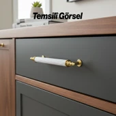 Ovacık Gold Altın Beyaz 96 mm Metal Kulp Mobilya Çekmece Dolap Kapak Kulpu Dayanıklı Kulbu Kulpları thumbnail 5