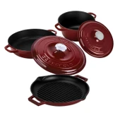 LAVA Bordo Döküm Tencere ve Izgara Seti – Sofralarda Şef Dokunuşu thumbnail 2