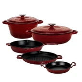 LAVA Döküm Bordo 7 Parça Set – Şıklık, Lezzet ve Gücü Bir Araya Getiren Tasarım thumbnail 1