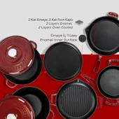 LAVA Döküm Bordo 7 Parça Set – Şıklık, Lezzet ve Gücü Bir Araya Getiren Tasarım thumbnail 6