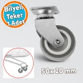 Ofis Koltuk Tekeri Vidalı Yük Taşıma Alışveriş Sepeti Mobilya Tablalı Teker 50 MM x 20 mm GRİ thumbnail 1