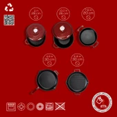 LAVA Döküm Bordo 7 Parça Set – Şıklık, Lezzet ve Gücü Bir Araya Getiren Tasarım thumbnail 4