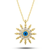 Gümüş Gold Koruyucu Göz Güneş Kadın Kolye thumbnail 2