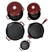 LAVA Döküm Bordo 7 Parça Set – Şıklık, Lezzet ve Gücü Bir Araya Getiren Tasarım thumbnail 3