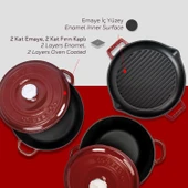 LAVA Bordo Döküm Tencere ve Izgara Seti – Sofralarda Şef Dokunuşu thumbnail 6