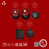 LAVA Döküm Bordo Serisi Set – Tencere, Tava, Sahan ve Izgara Bir Arada thumbnail 4