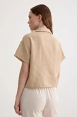 Vos Versa Kadın Keten Dantel Detaylı Kısa Kol Camel Gömlek VVK47031 thumbnail 10
