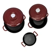 LAVA Döküm Bordo 5'li Tencere & Sahan Seti – Profesyonel Lezzet Evinde thumbnail 3