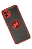 LitaeTrend Samsung Galaxy A03 Kılıf Montreal Yüzüklü Silikon Kapak - Kırmızı thumbnail 3