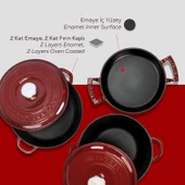 LAVA Döküm Bordo 5'li Tencere & Sahan Seti – Profesyonel Lezzet Evinde thumbnail 6