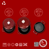 LAVA Döküm Bordo 5'li Tencere & Sahan Seti – Profesyonel Lezzet Evinde thumbnail 4