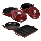 LAVA Bordo Döküm 7 Parça Set – Tencere, Sahan ve Izgara ile Şef Dokunuş thumbnail 2