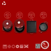 LAVA Bordo Döküm 7 Parça Set – Tencere, Sahan ve Izgara ile Şef Dokunuş thumbnail 4