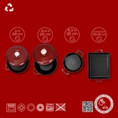 LAVA Bordo Döküm 6 Parça Set – Tencere, Sahan ve Izgara ile Şef Dokunuşu thumbnail 4