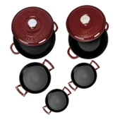 LAVA Döküm Bordo 7 Parça Tencere & Tava Seti – Göz Alıcı Renk, Eşsiz Lezzet thumbnail 3