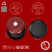 LAVA Bordo Serisi Döküm 3 Parça Set – Tencere ve Izgara ile Sofralarda Fark Yaratın thumbnail 4