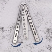 BUFFER® Gri Katlanabilir Paslanmaz Çelik Kelebek Bıçak Tarak Sakal Bıyık Fırçası Profesyonel Saç Kesimi İçin Tarak thumbnail 2