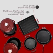 LAVA Döküm Bordo Serisi Set – Tencere, Tava, Sahan ve Izgara Bir Arada thumbnail 6